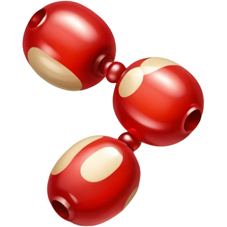a pair of magatama (comma-shaped jewel beads) on top of one another in red and beige isometric view emoji