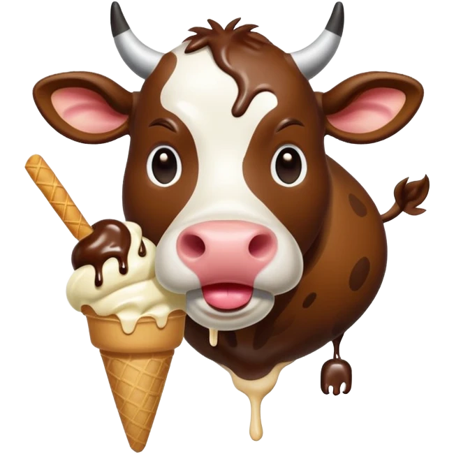 Cow eating ice cream emoji