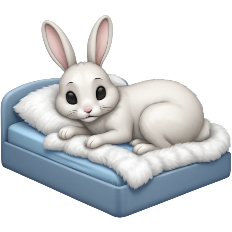cartoon rabbit sleeping soundly in a big bed with its eyes closed emoji