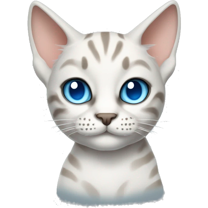 snow bengal cat with light blue eyes wearing devil horns emoji