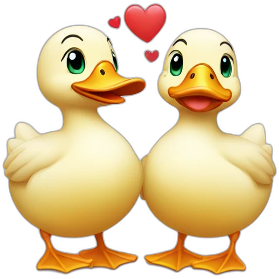 Happy cute ducks in love emoji