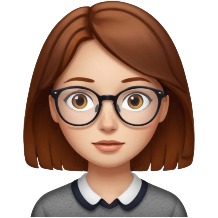 Freckle faced brown hair girl with stunning eyes and glasses emoji