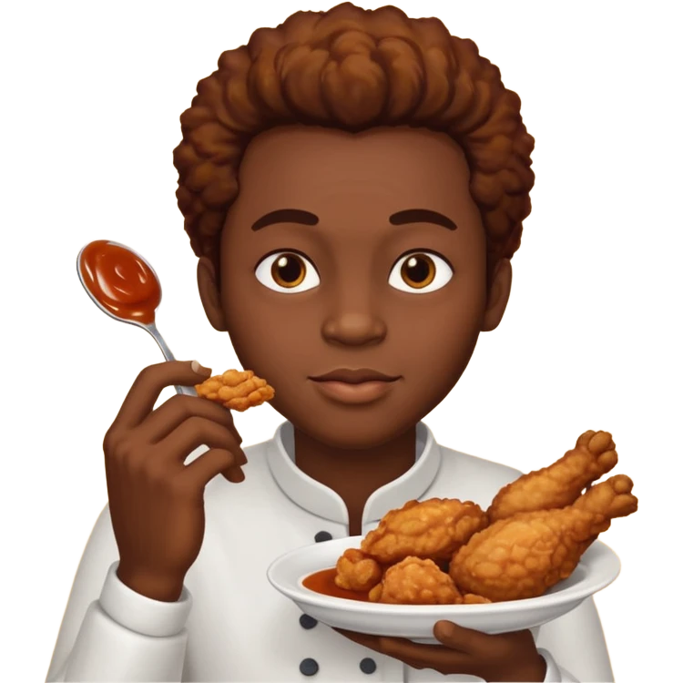 create an african person eating fried chicken emoji
