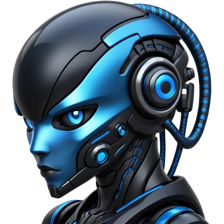 Modern futuristic black dark cyberpunk-fakemon-creature with blue accents emoji