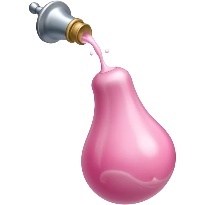 long, curved, veiny skin toned shaft with bulbous bell-shaped pink top. Milk squirts out of a small hole at the tip. emoji