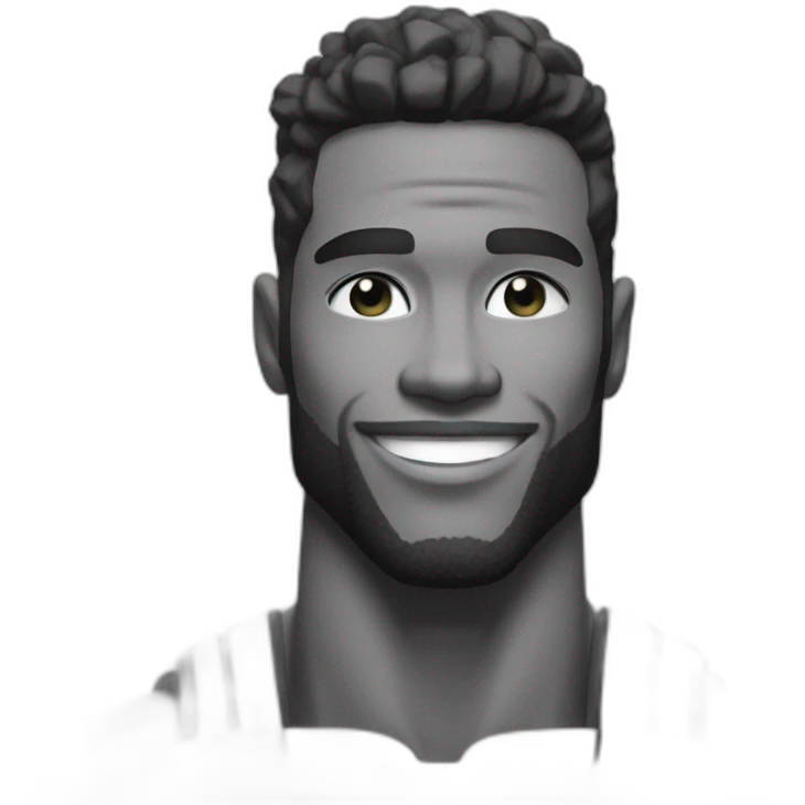 Giga Chad smiling black and white musculation meme a little from profile emoji