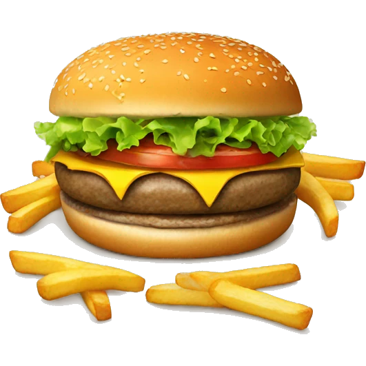 realistic looking burger and fries emoji