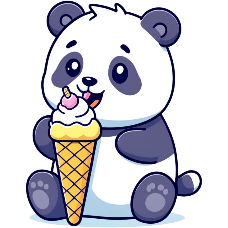 Panda eating ice cream emoji