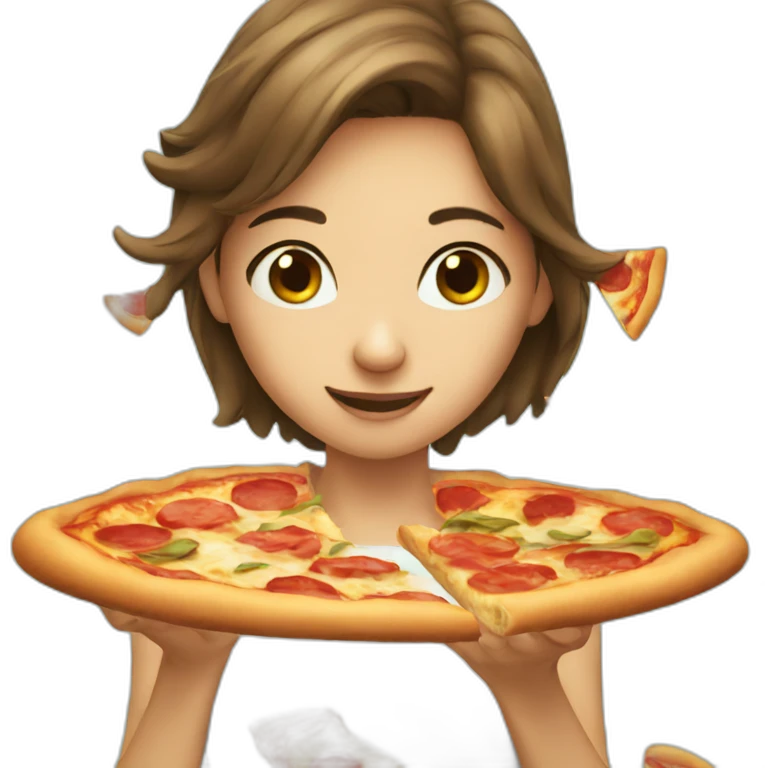 girl catching a pizza slice emoji