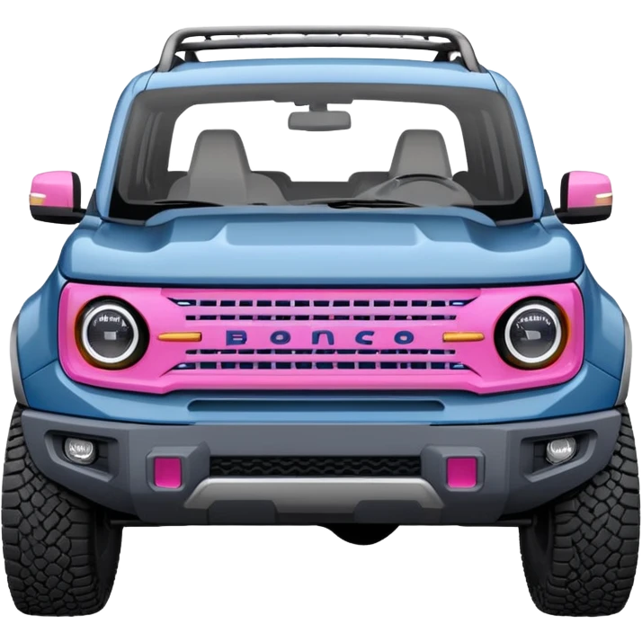 grey blue Ford bronco sport with a pink grill guard emoji