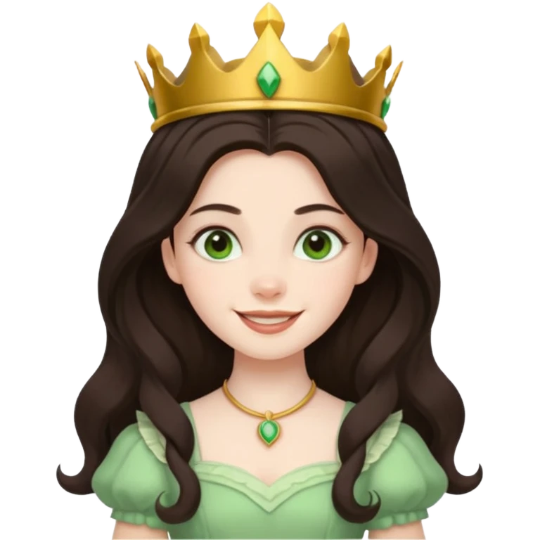 Princess Ozma from The Land of Oz with long dark brown hair, pale green outfit emoji