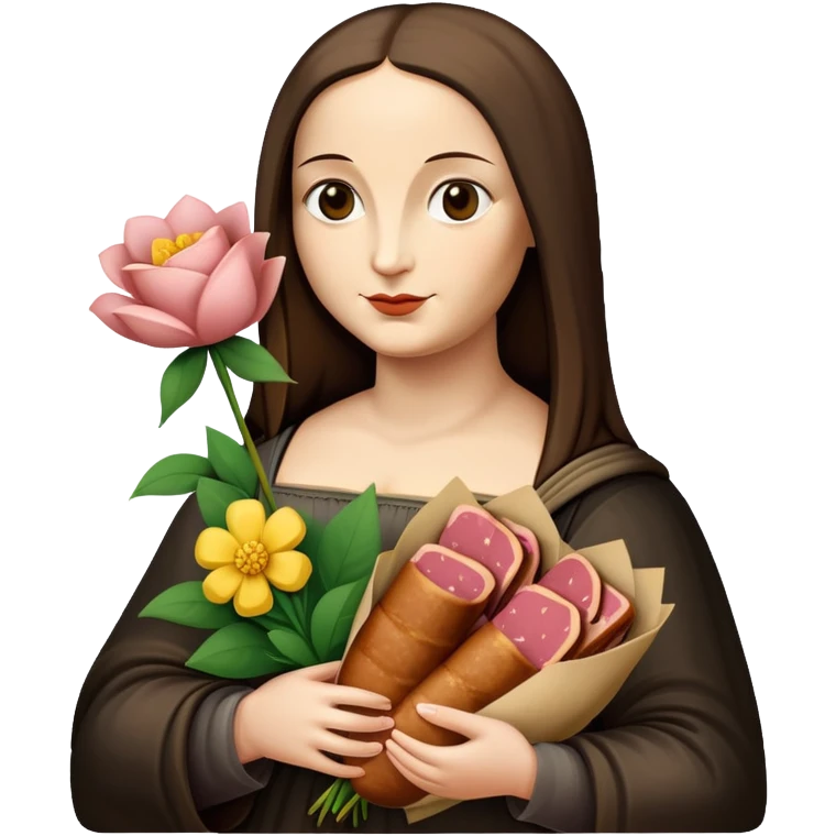 monalisa holding spam meat flower bouquet  emoji