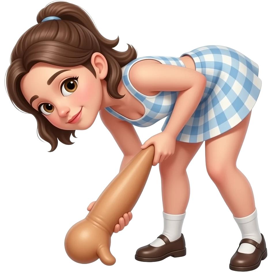 Girl bent over with a big cock sleeve in her vagina emoji