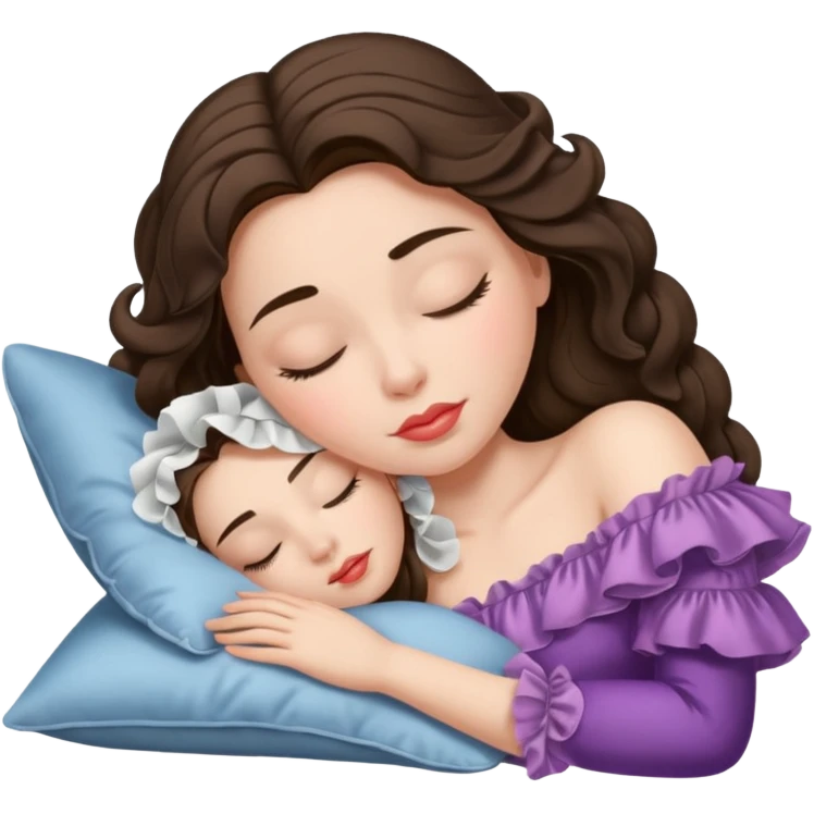 sleeping beauty brunette white girl with a silk pillow emoji