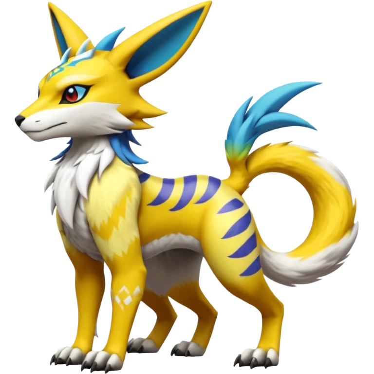 Patterned Tropical Exotic Short Legendary Epic Cool Colorful Renamon-Zeraora-Bastet-Latias-Vernid-Sergal-fusion-hybrid-creature emoji