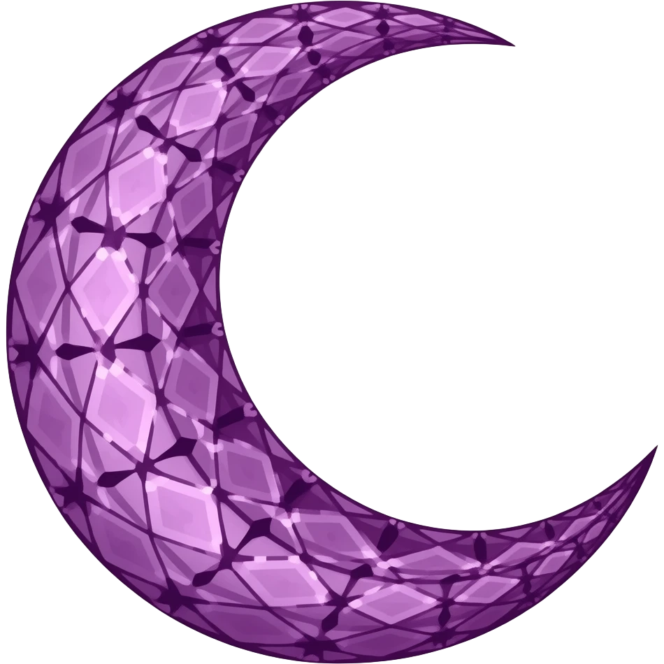 purple detailed glitter crystal half moon emoji