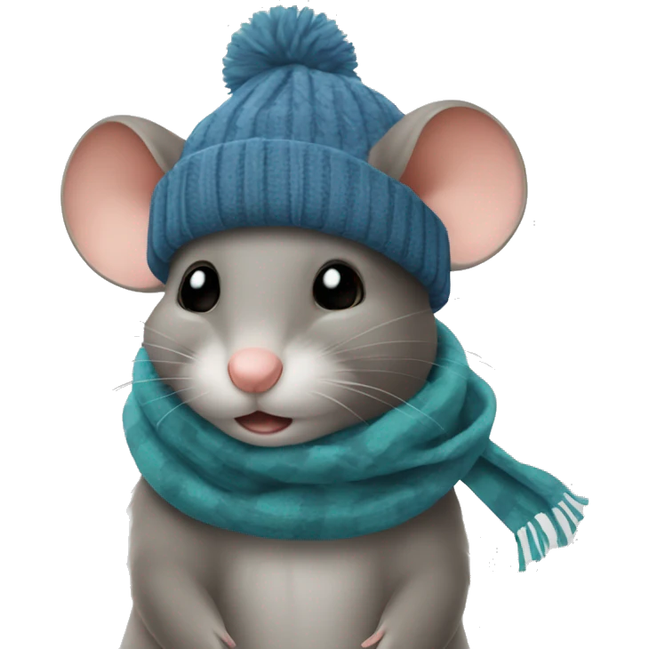 Mouse in cap and scarf emoji