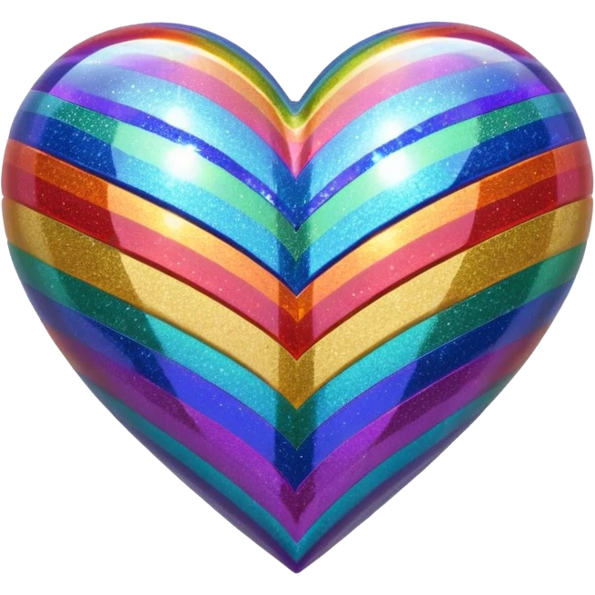 glitter heart with rainbow stripes emoji