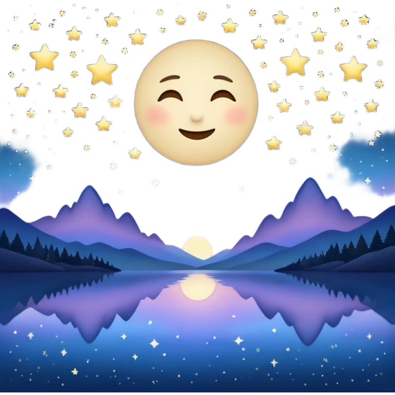 "Design a calming circle emoji for evening reflection. Soft moonlight, gentle stars, peaceful twilight sky, or spiritual symbols. No people - emphasize tranquil colors, night sky elements, and serene spiritual imagery." emoji