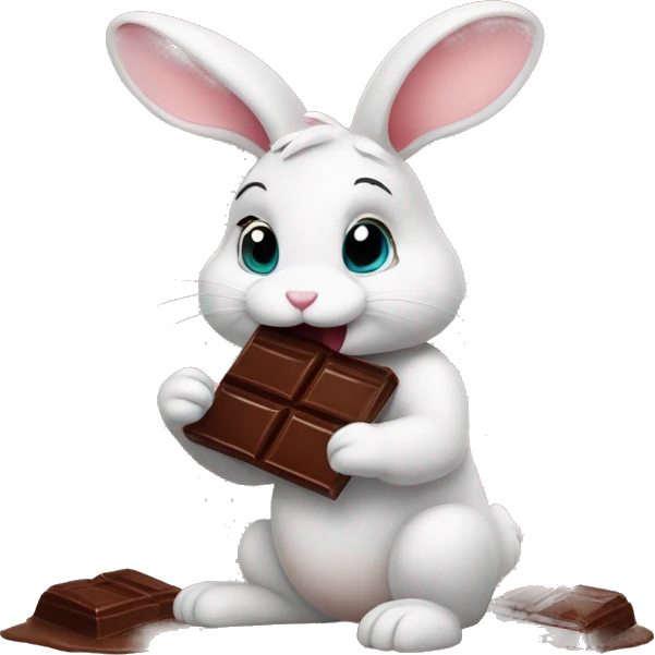 Cute bunny eating chocolate  emoji