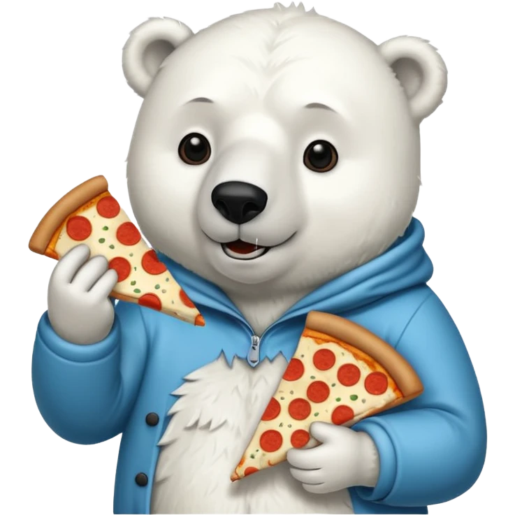 polar bear with pizza wearing coat emoji