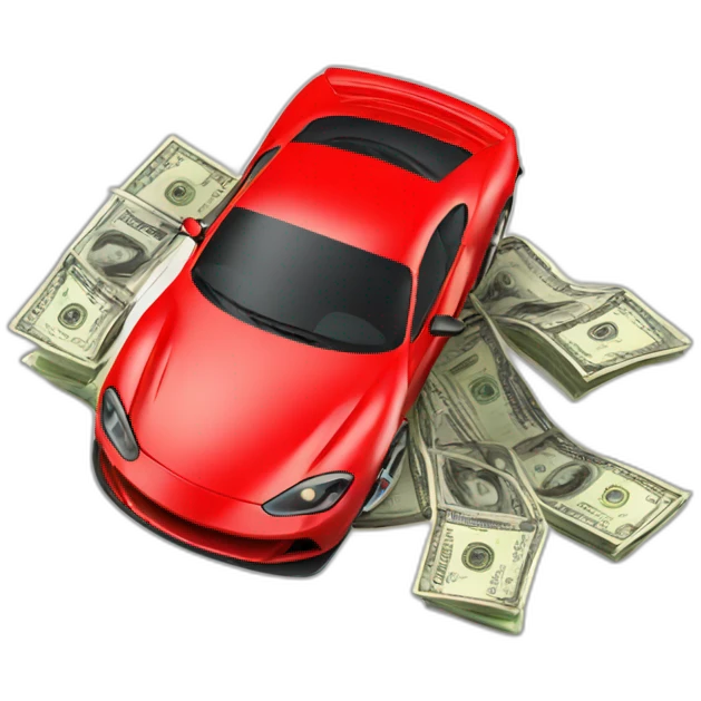 red sports car with money on top emoji