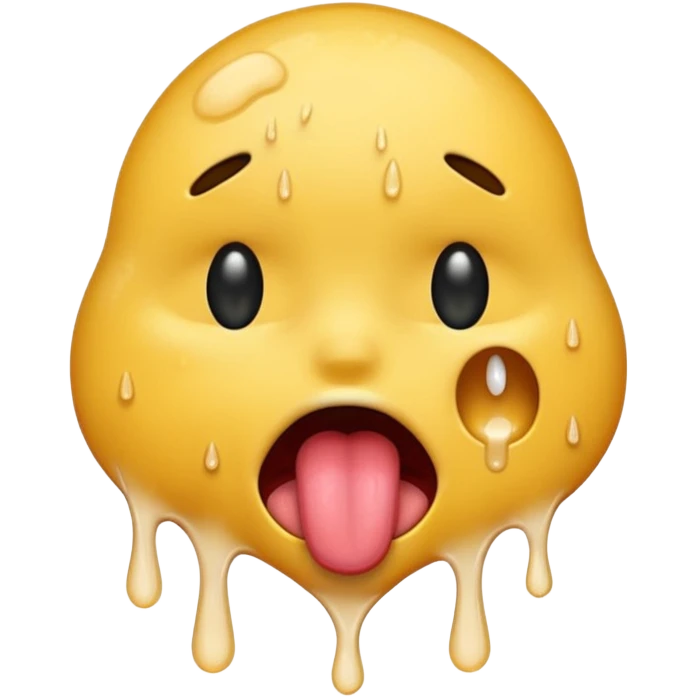 Generate a distressed and sweaty emoji with white tears dripping off of its tongue emoji