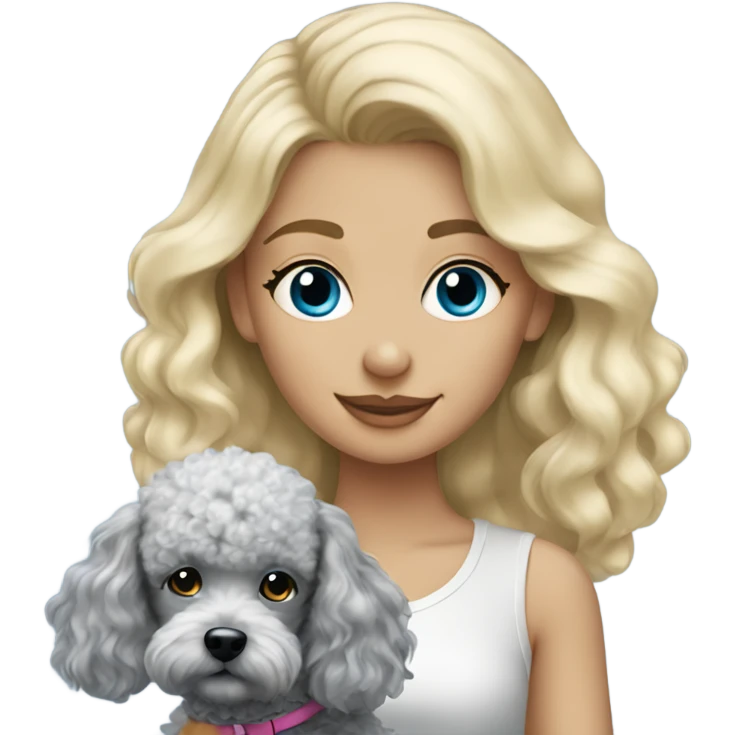 Blonde girl with blue Merle poodle  emoji