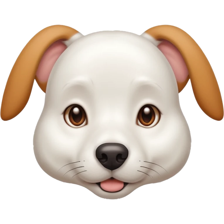 White dog with brown eyes and some long white body and white ears with brown spots curved on the sides emoji