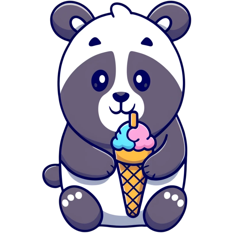 Panda eating ice cream emoji