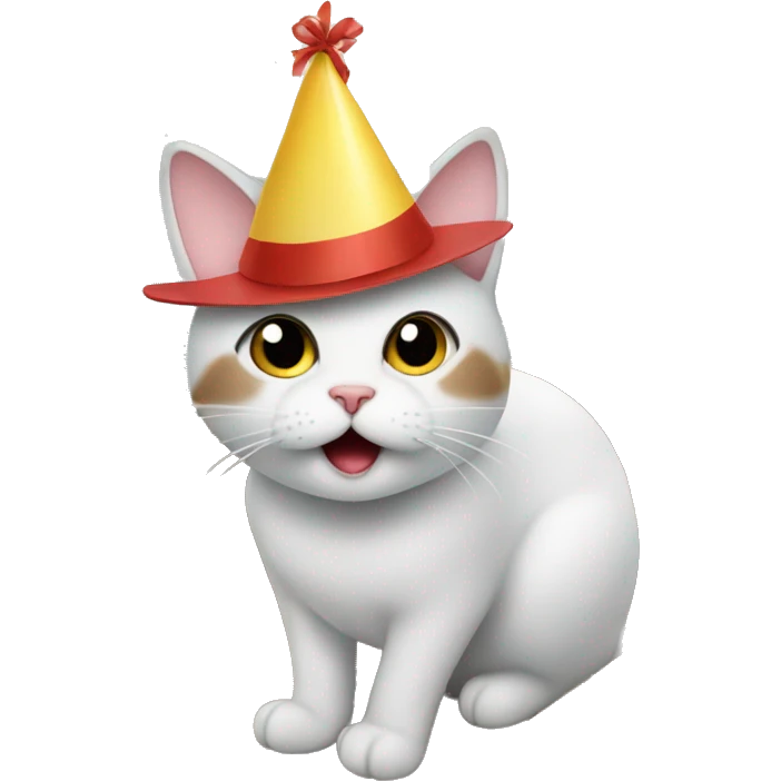 cat wearing a birthday hat on a boat emoji