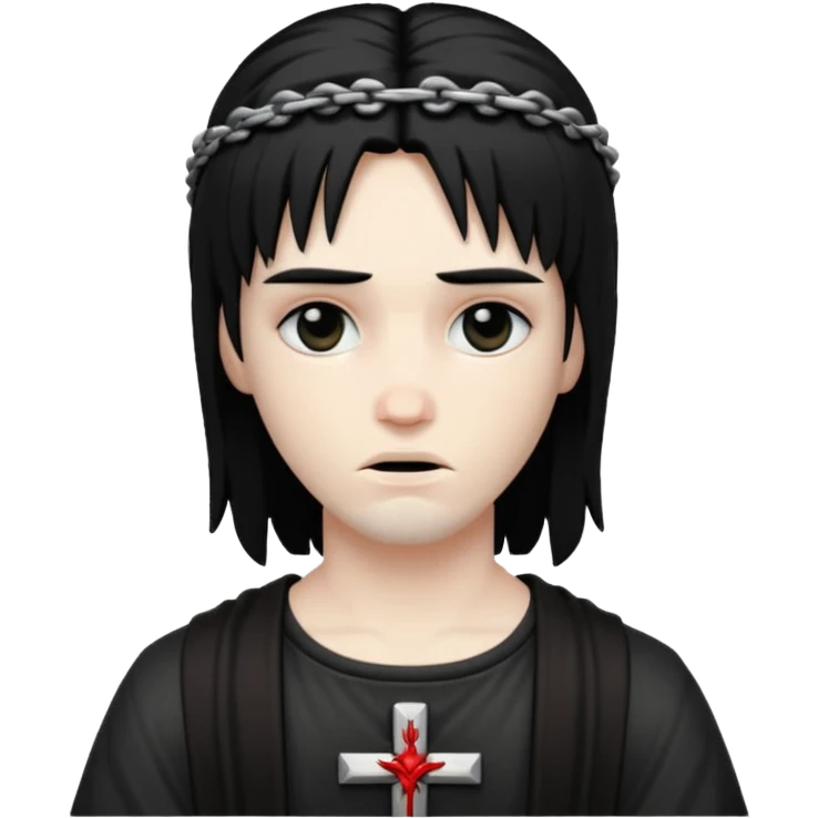 jesus-body-on-the-cross, black hair, punk hair emoji