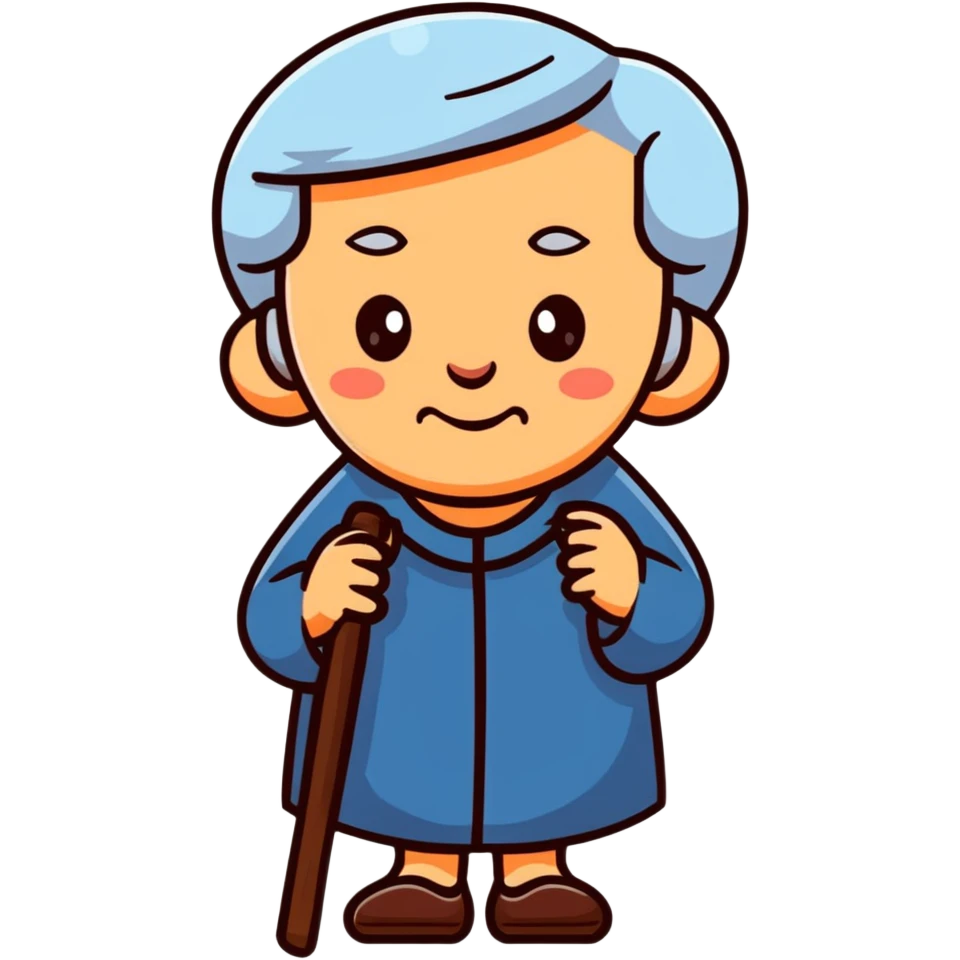 old woman cartoon sticker style emoji
