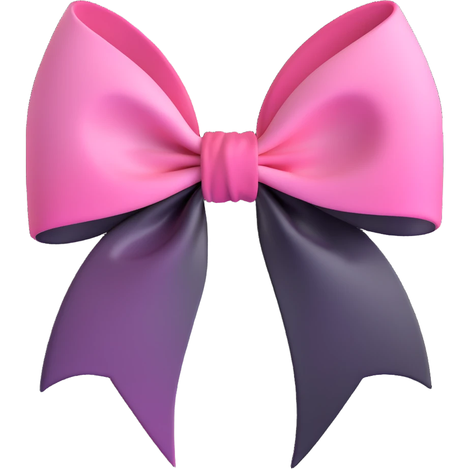 emoji style pink bow with gothic effect, pastel pink to black gradient,, remove background emoji