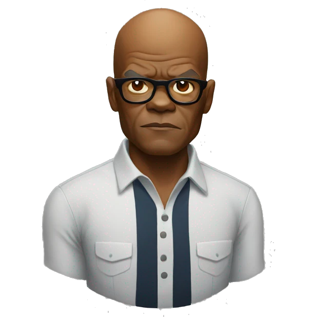bald samuel l jackson serious wearing shirt emoji