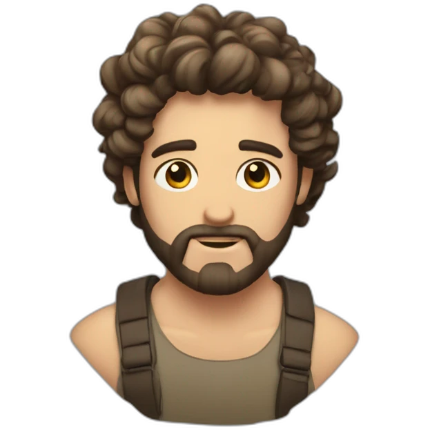 Gordo de rulos y barba candado emoji