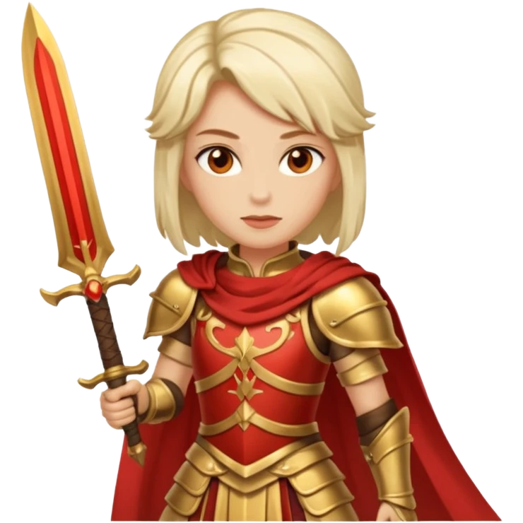 Ember Baroness + gold-red cuirass + twin blades. negative : characters emoji