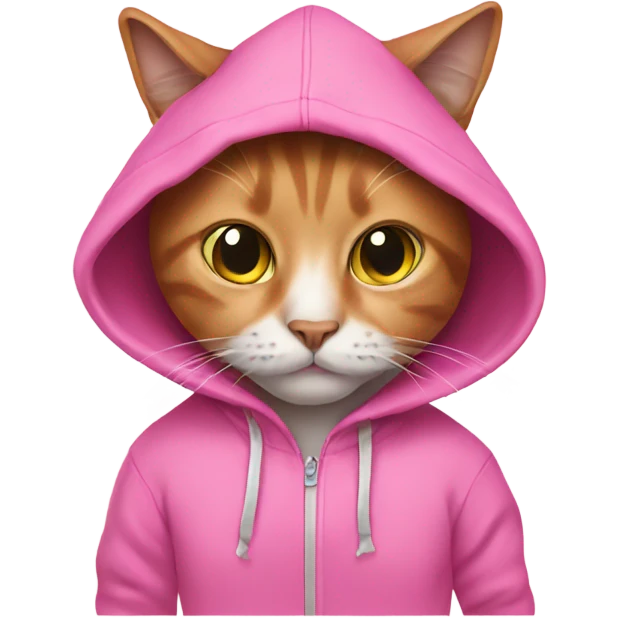 Cat wearing pink hoodie emoji