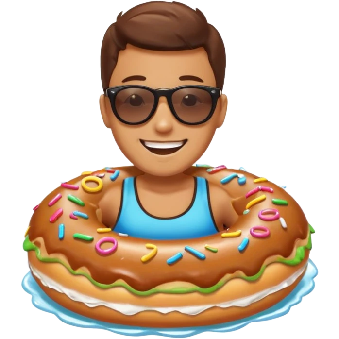 a person riding a donut float emoji