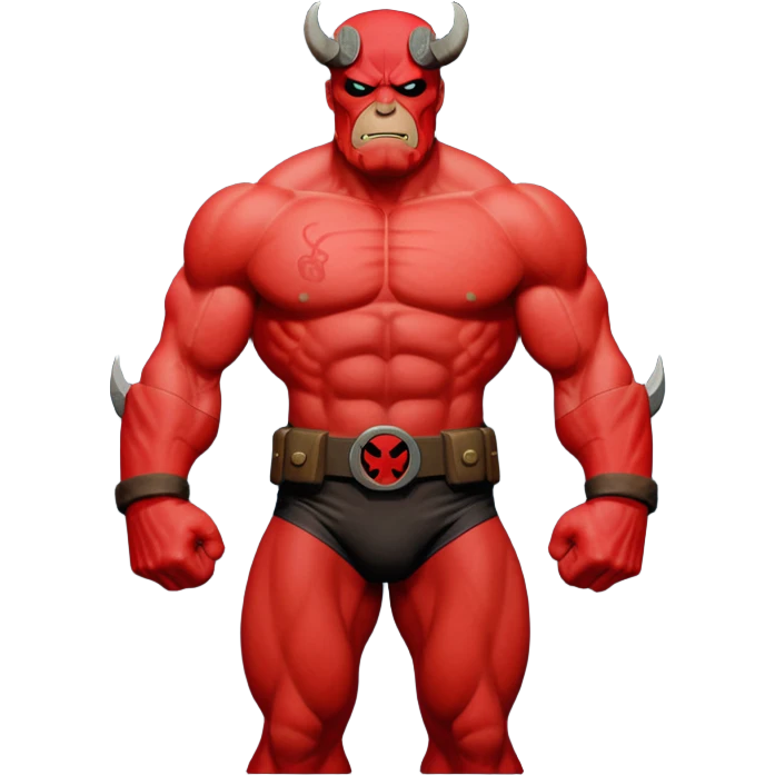 cinematic realistic superhero Hellboy by Mike Mignola emoji