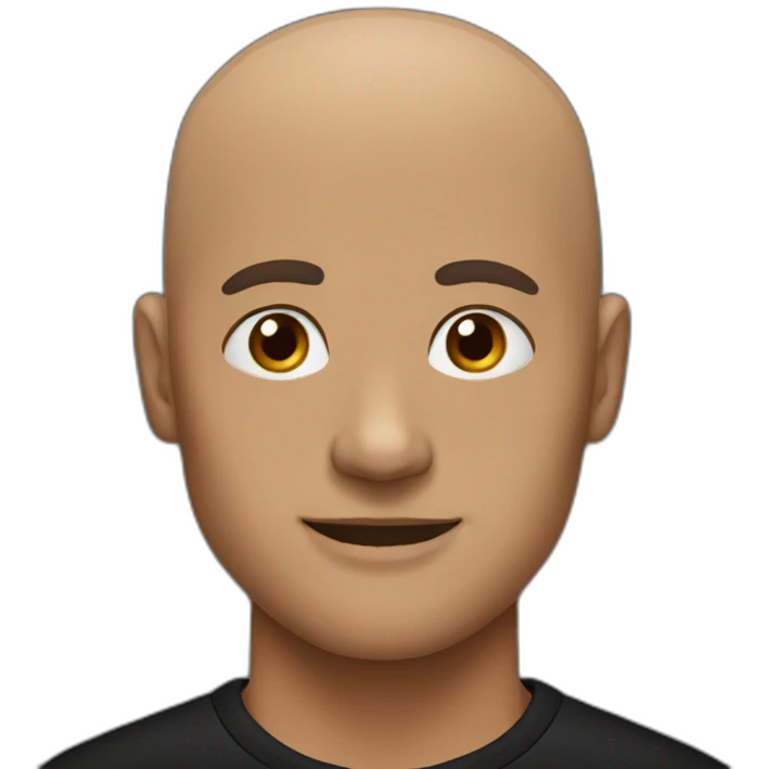 bald man in black shirt with brown eyes emoji