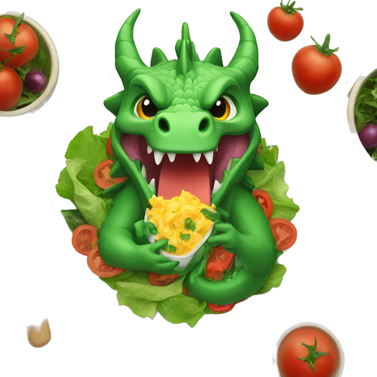 Dragon eating salad emoji