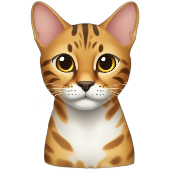 a bengal cat with a white triangle of fur on his neck emoji