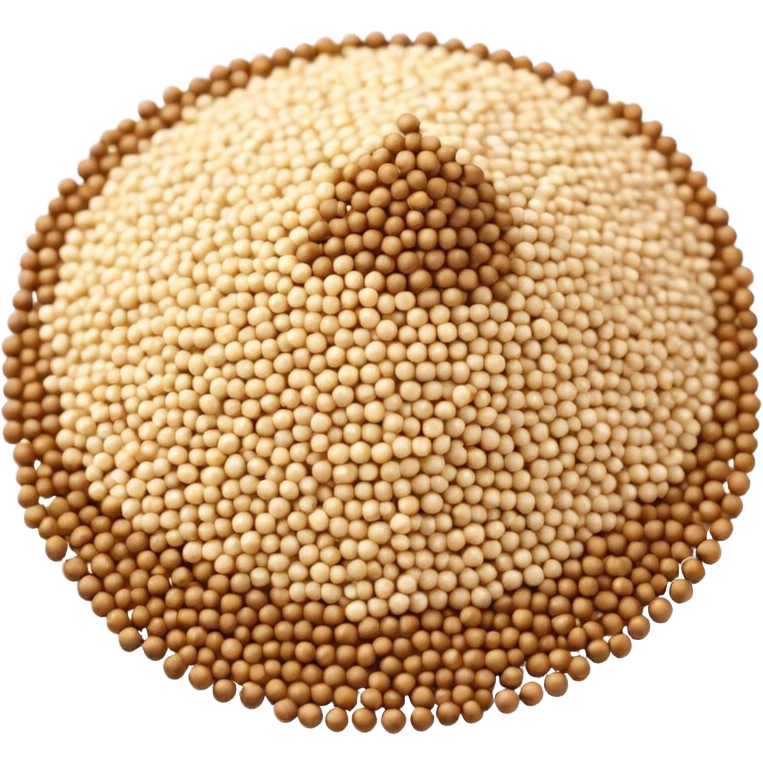 pile of dry quinoa grains, scattered, tiny round grains, ivory to pale yellow, some color variation, dry and smooth, semi-glossy, 3D clean style emoji
