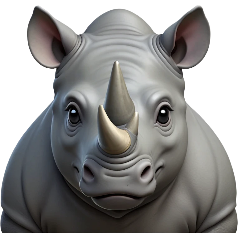 cinematic-noble-rhinoceros-portrait-emoji,-poised,-with-a-massive,-powerful-build-and-a-thick,-hide-of-slate-gray,-deep-set-soulful-piercing-eyes,-simplified-yet-sharp-and-sophisticated-features,-highly-detailed, with large black eyes, szoomed out showing houlders emoji