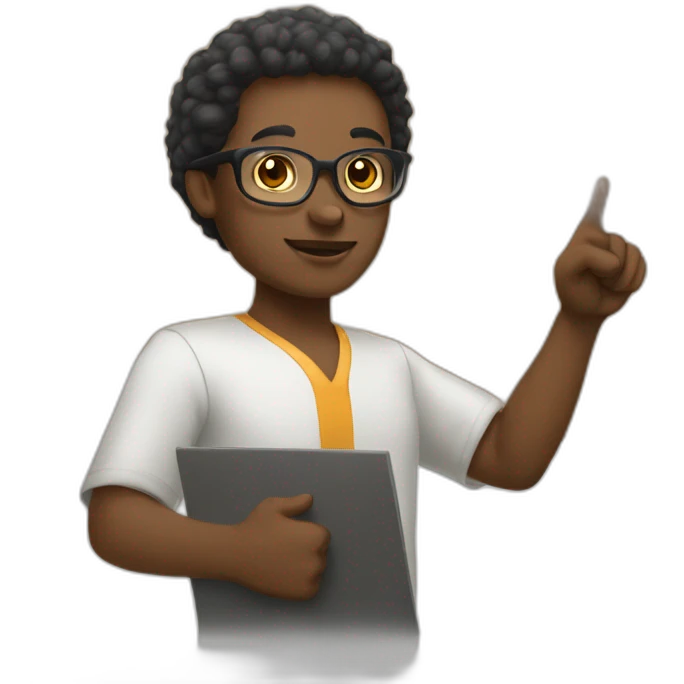 African American giving class pointing at board emoji