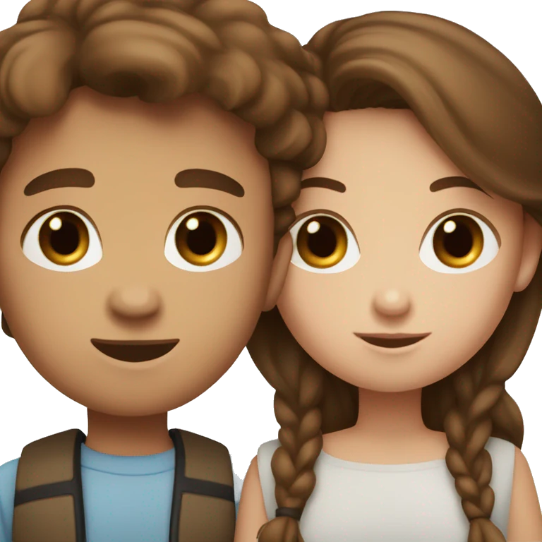 Blue-eyed brown-haired boy with brown-eyed brown-haired girl emoji