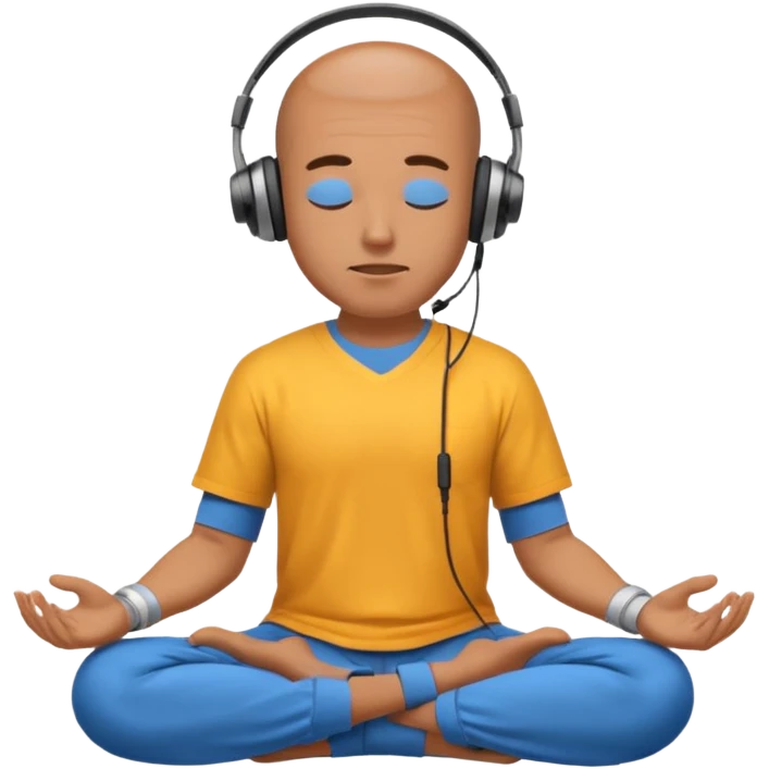 man meditating with headphones emoji