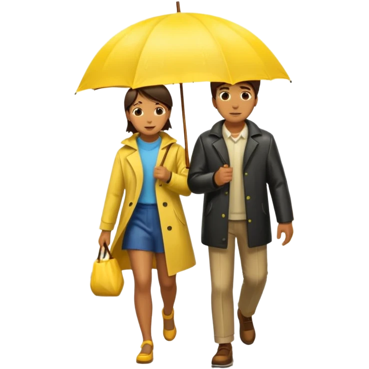 Couple under yellow umbrella, City Rain Scenes emoji