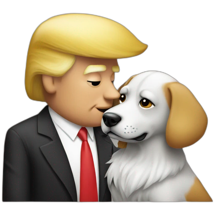 trump kissing a dog emoji